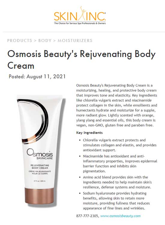 SkinInc Rejuvenating Body Cream